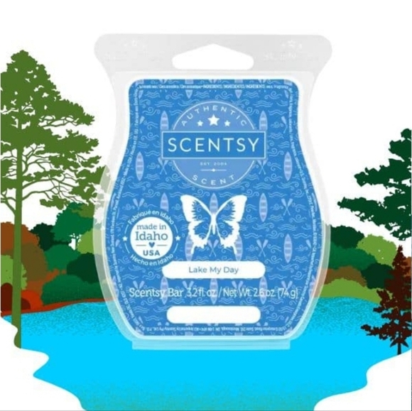 Scentsy Lake My Day Waves Crisp Bergamot Fresh Oak Moss Blue Break-Apart Wax - Picture 4 of 5